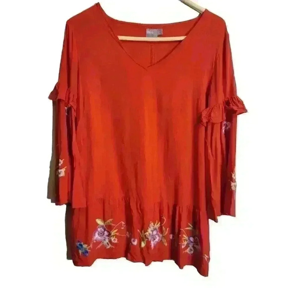 ASOS Design Womens Dress Red Embroidered Size 6 Viscose Flowy Boho - Picture 1 of 8